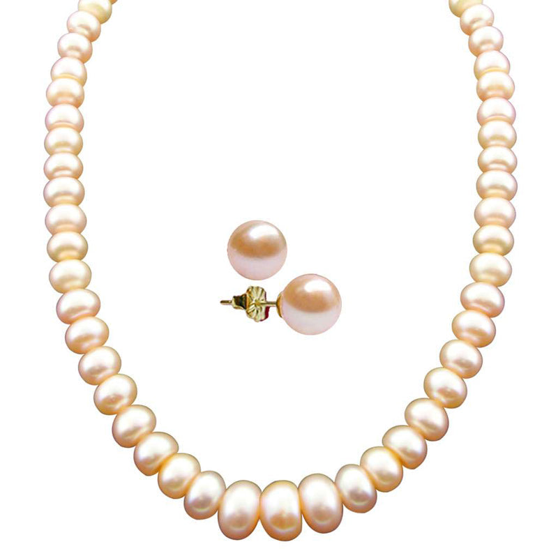 J Pearls New Single Line Peach Pearl Necklace - Real Pearl Jewelry | Grocsy