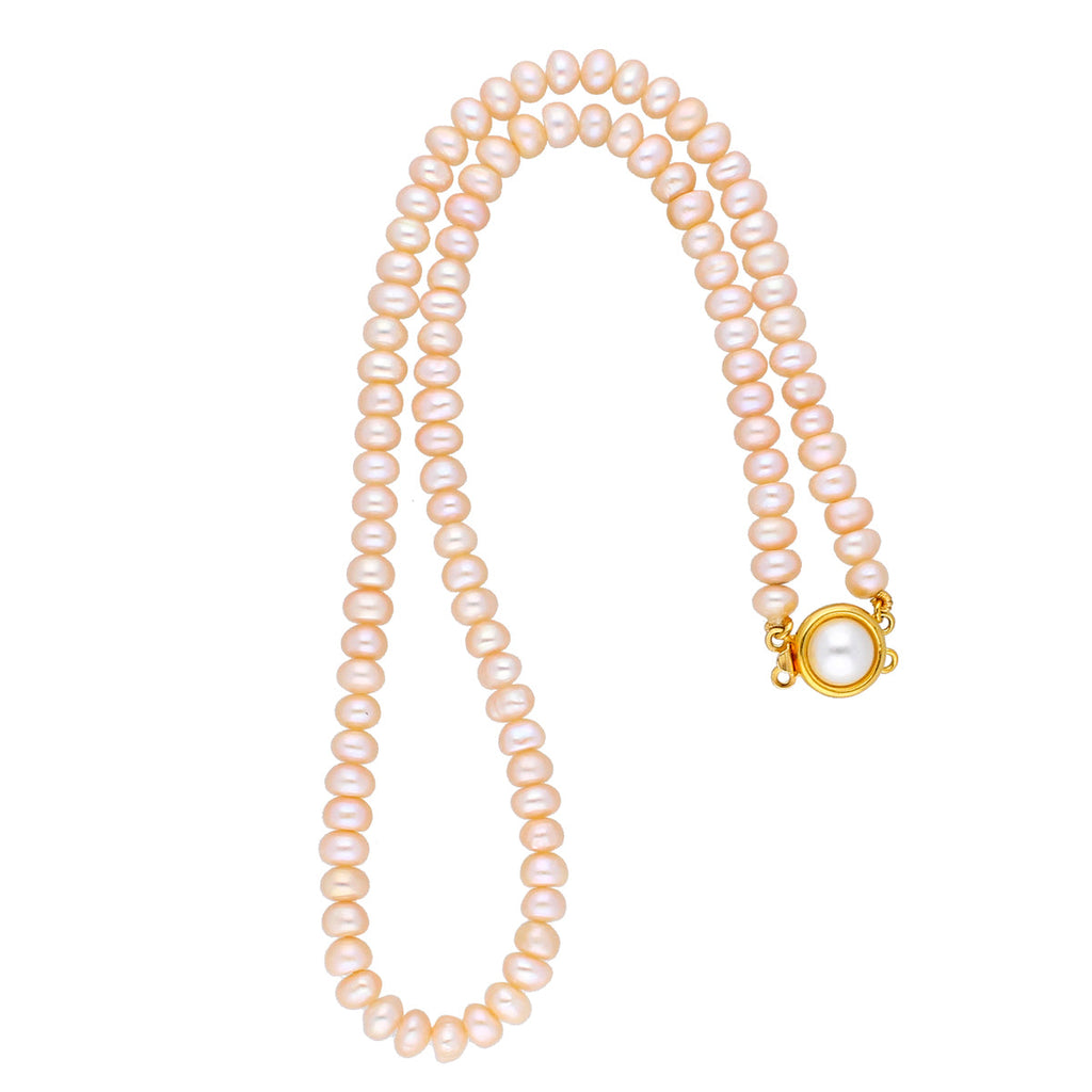 J Pearls New Single Line Peach Pearl Necklace - Real Pearl Jewelry | Grocsy