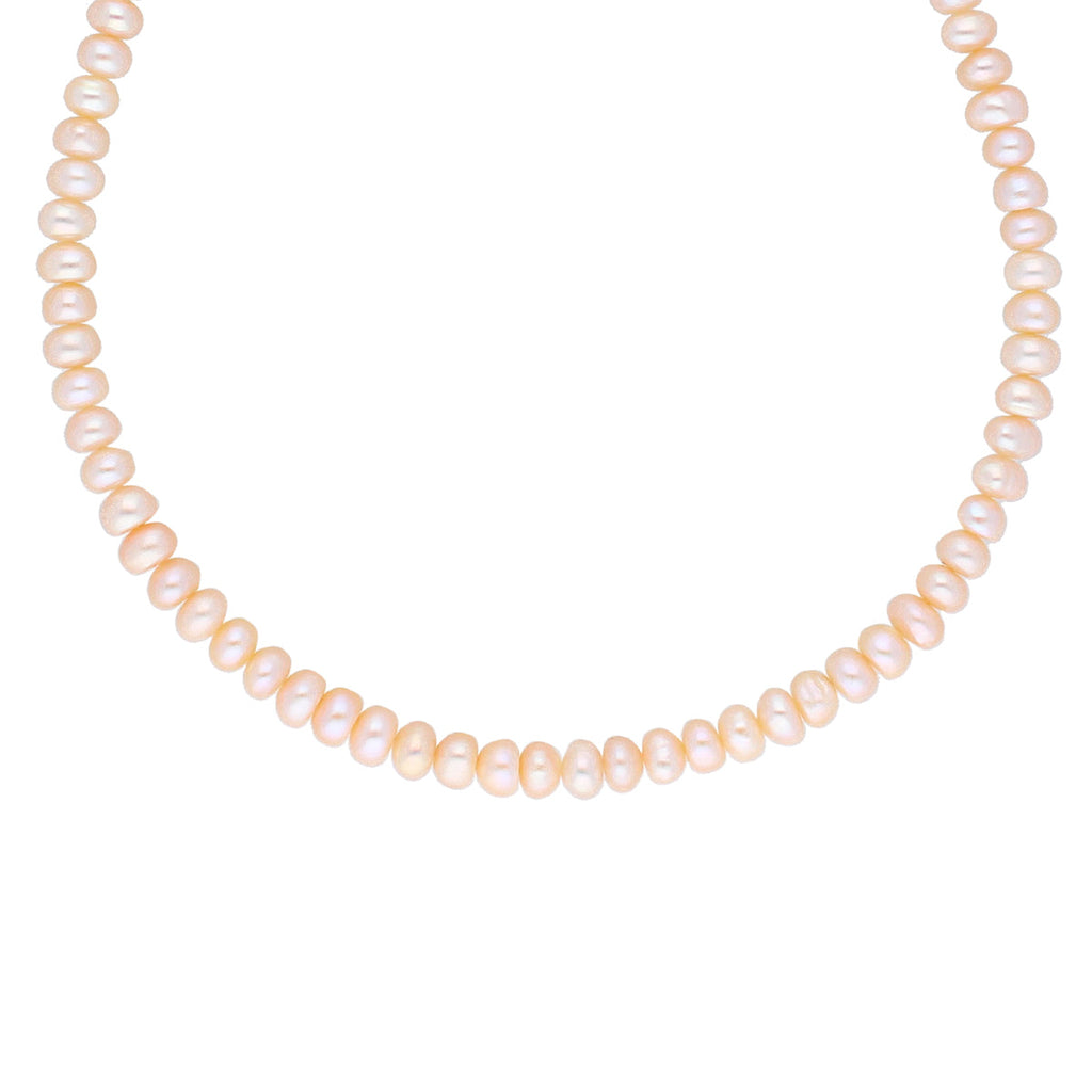 J Pearls New Single Line Peach Pearl Necklace - Real Pearl Jewelry | Grocsy