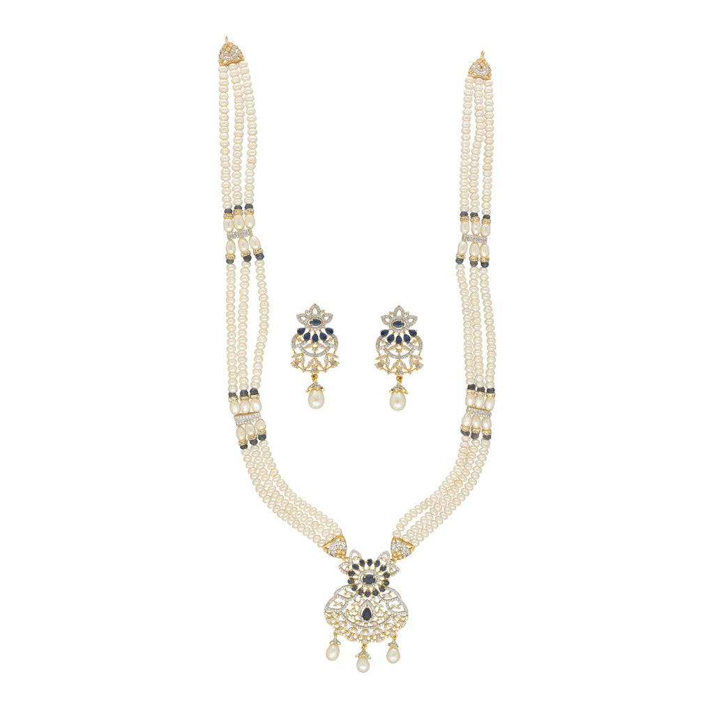 J Pearls Heena 3 Lines Rani Haar Necklace | Grocsy