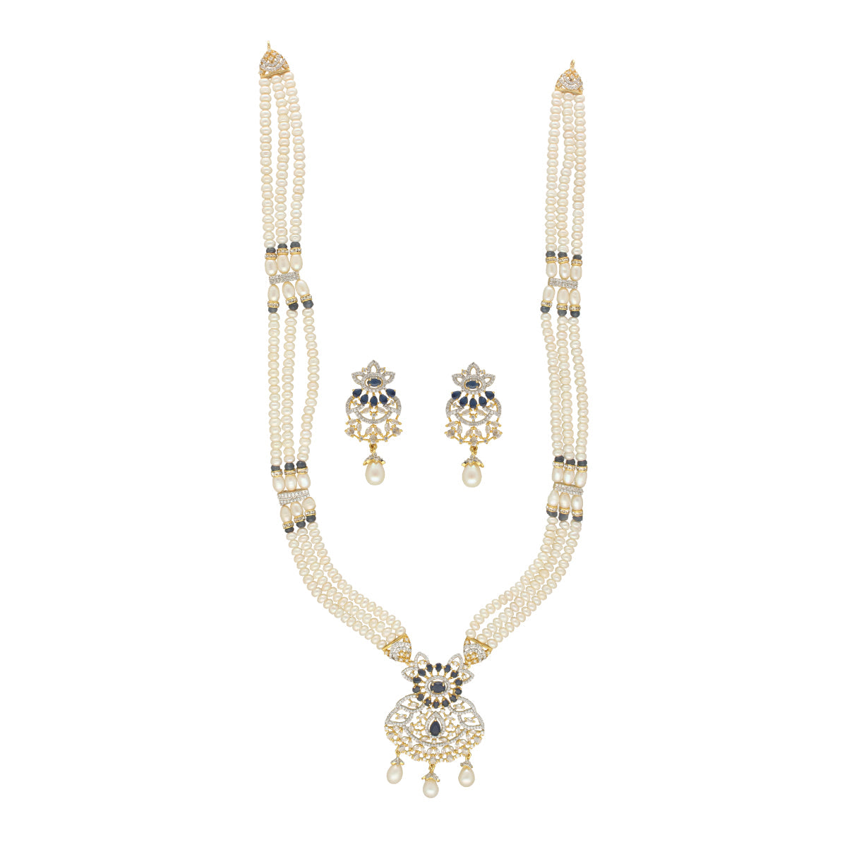 J Pearls Heena 3 Lines Rani Haar Necklace | Grocsy
