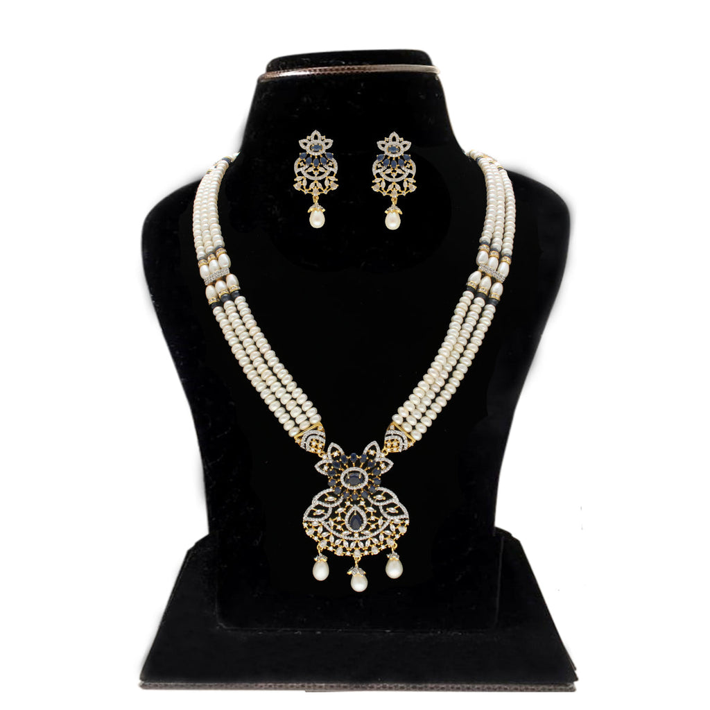 J Pearls Heena 3 Lines Rani Haar Necklace | Grocsy