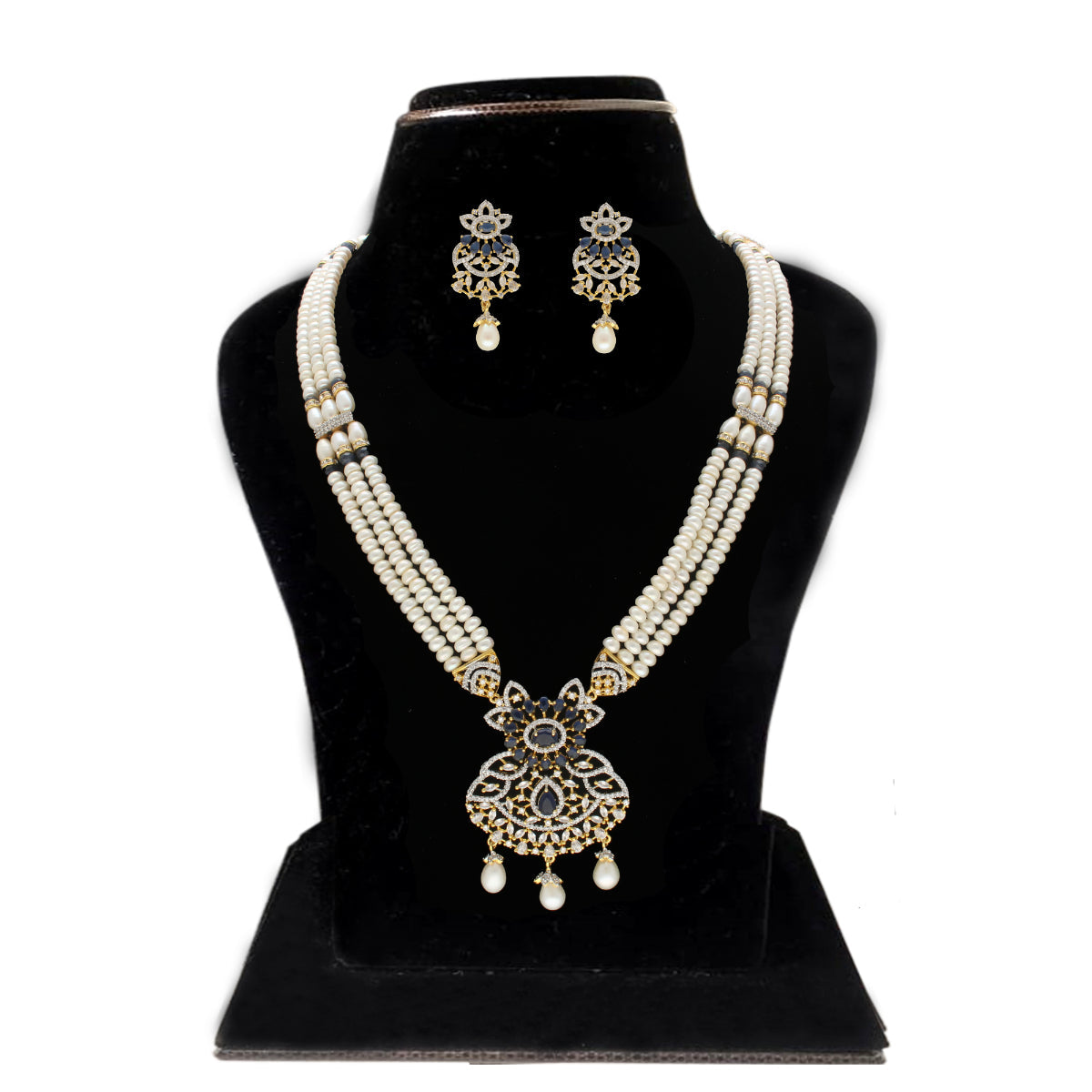 J Pearls Heena 3 Lines Rani Haar Necklace | Grocsy