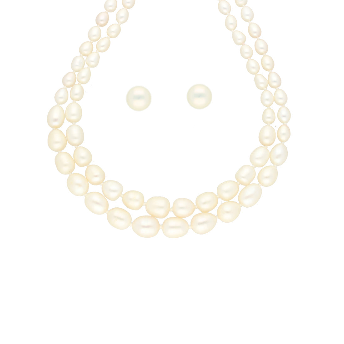 J Pearls 2 Lines Oval Pearl Necklace - Real Pearl Jewelry | Grocsy