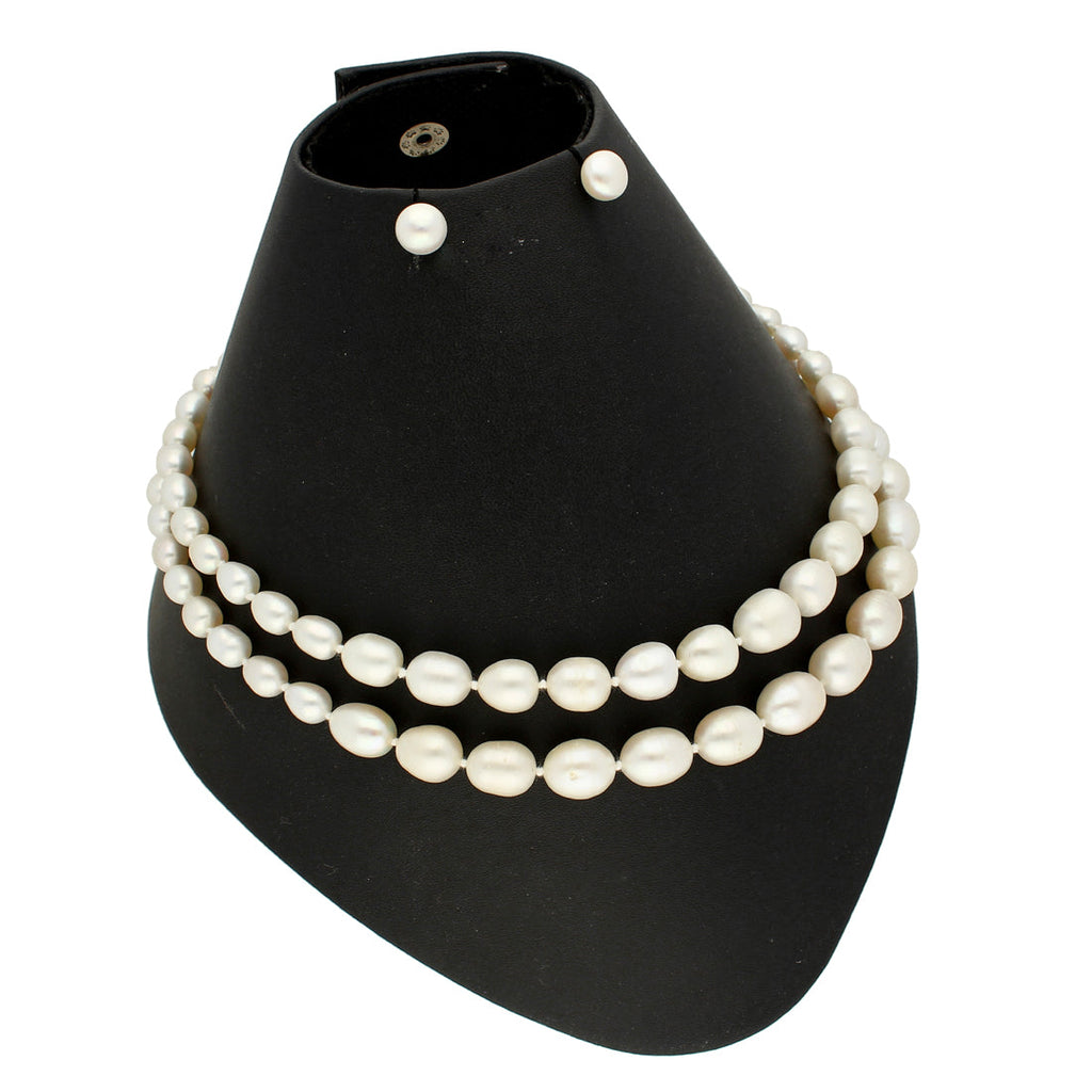 J Pearls 2 Lines Oval Pearl Necklace - Real Pearl Jewelry | Grocsy