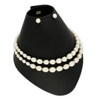 J Pearls 2 Lines Oval Pearl Necklace - Real Pearl Jewelry | Grocsy