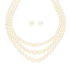 J Pearls 3 Lines Oval Pearl Necklace - Real Pearl Jewelry | Grocsy