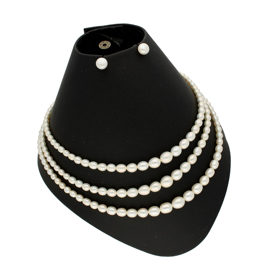 J Pearls 3 Lines Oval Pearl Necklace - Real Pearl Jewelry | Grocsy