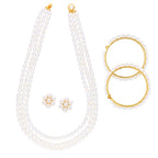 J Pearls 3 String Pearl Necklace - Real Pearl Jewelry