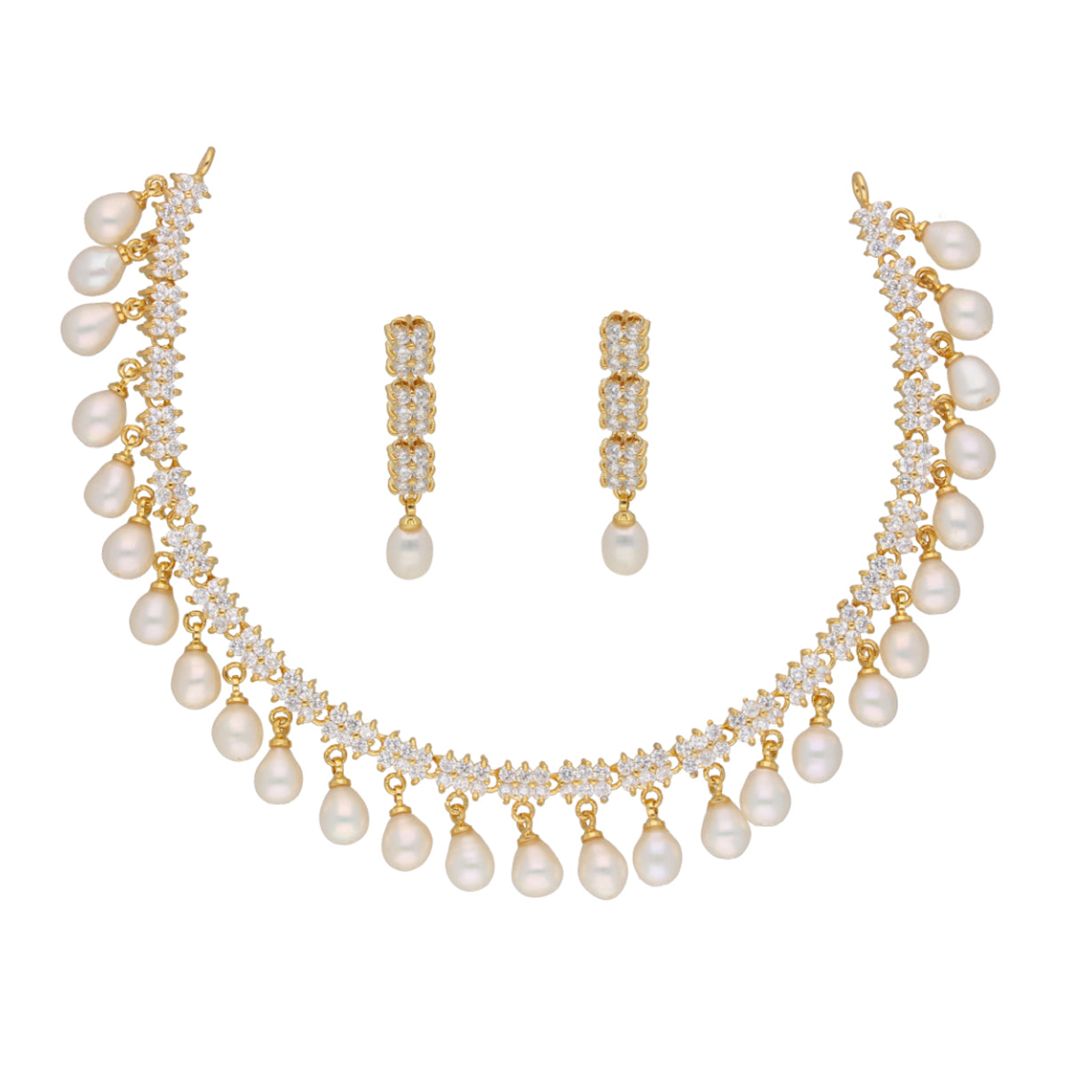 J Pearls Shine Stone Pearl Necklace - Real Pearl Jewelry | Grocsy