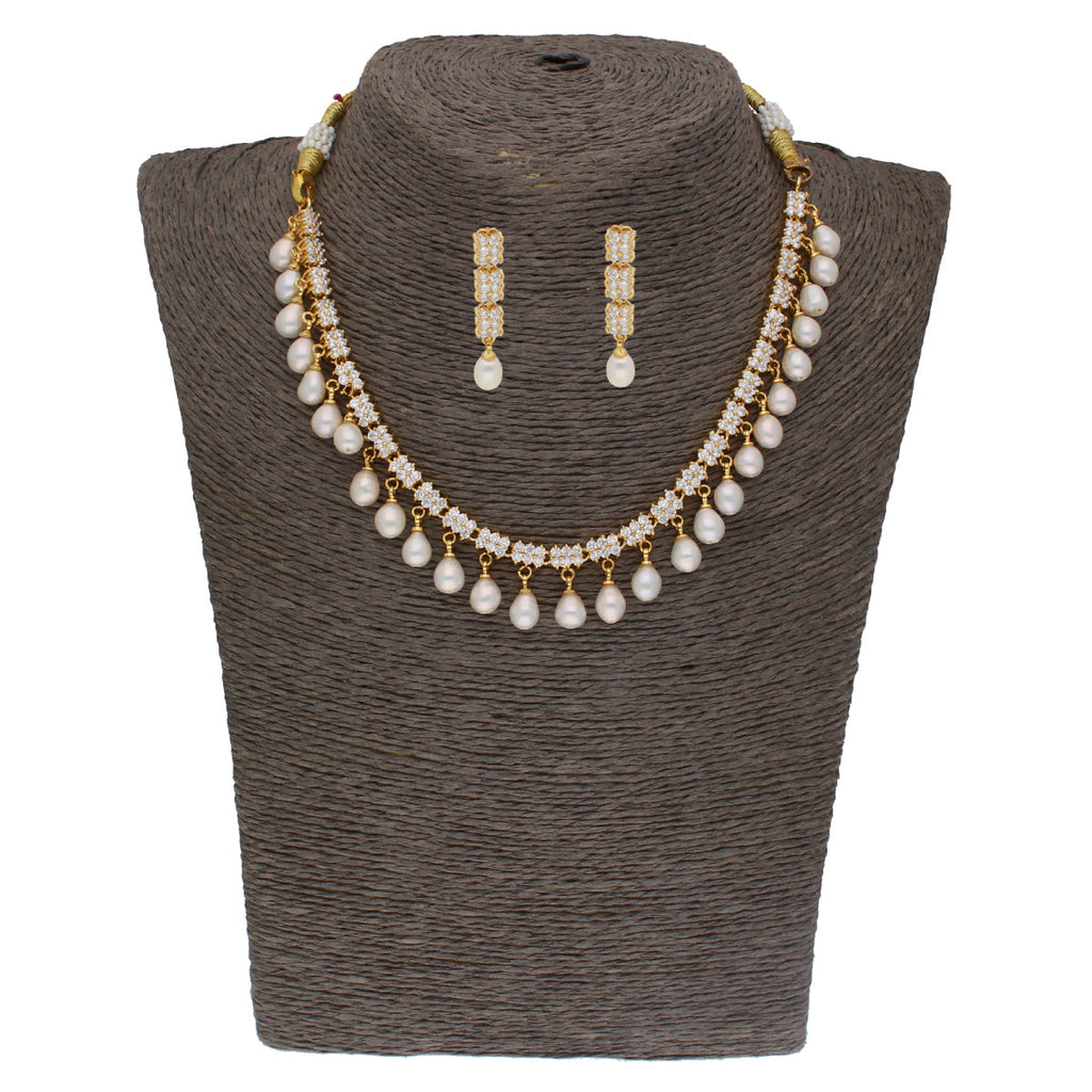 J Pearls Shine Stone Pearl Necklace - Real Pearl Jewelry | Grocsy
