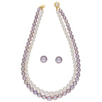 J Pearls Pahal 2 Lines Pearl Necklace Set - Real Pearl Jewelry