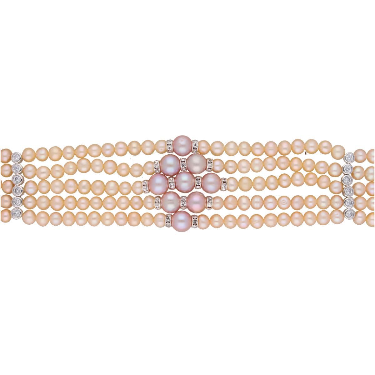 J Pearls Jaahnavi 5 Lines Round Pearl Choker - Real Pearl Jewelry | Grocsy