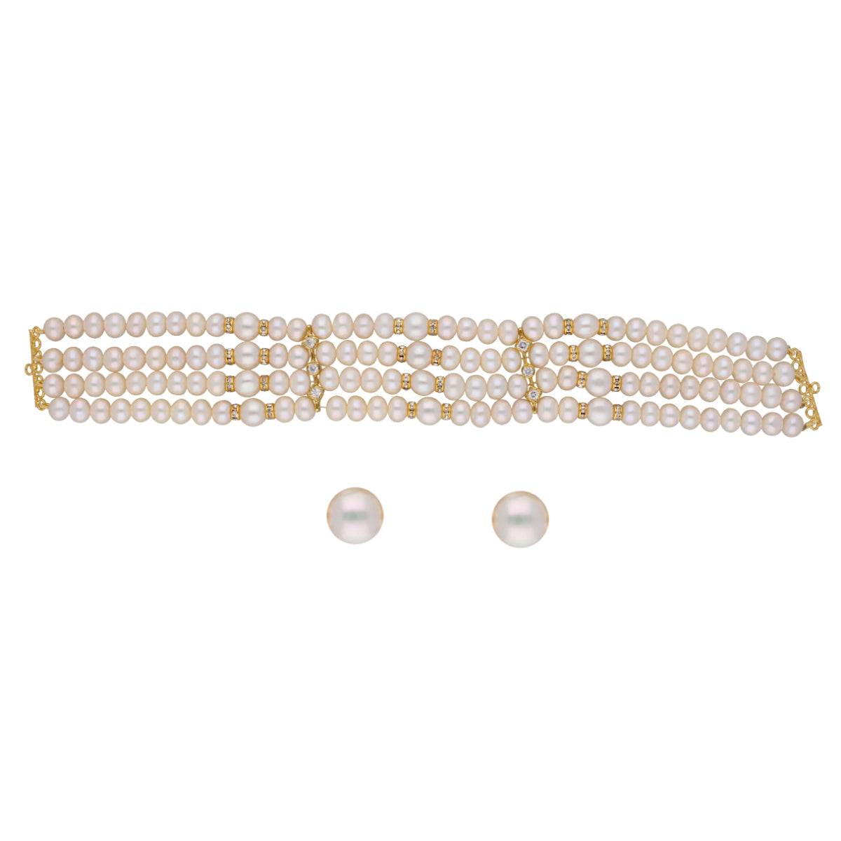 J Pearls Warda 4 Lines Round Pearl Choker - Real Pearl Jewelry | Grocsy