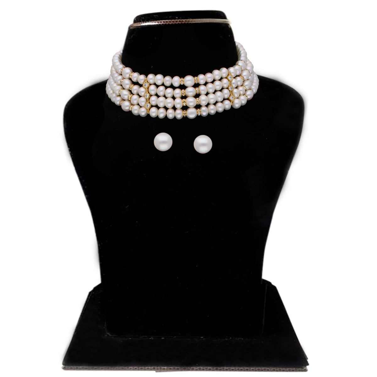 J Pearls Warda 4 Lines Round Pearl Choker - Real Pearl Jewelry | Grocsy