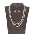 J Pearls Abhi 3 Lines Pearl Necklace Set - Real Pearl Jewelry