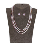 J Pearls Abhi 3 Lines Pearl Necklace Set - Real Pearl Jewelry