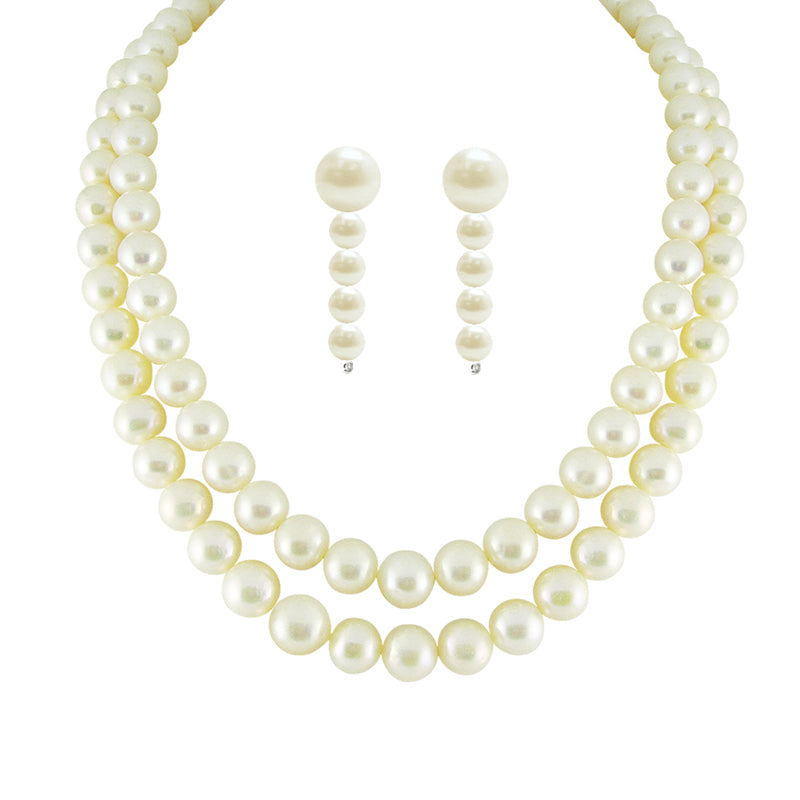 J Pearls New Dual Line Classic Pearl Necklace - Real Pearl Jewelry | Grocsy