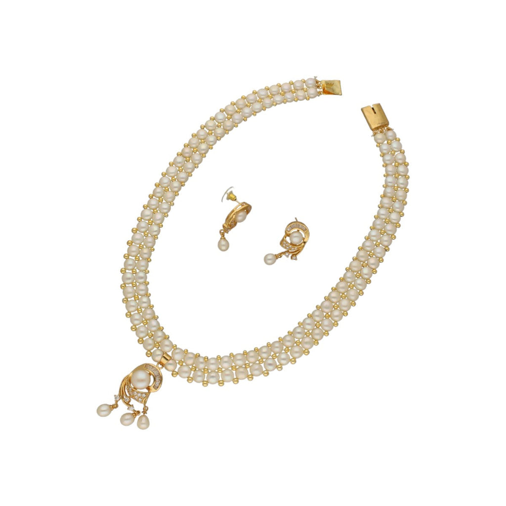 J Pearls Ehani 2 Lines Pearl Necklace | Grocsy
