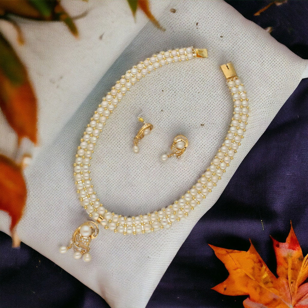 J Pearls Ehani 2 Lines Pearl Necklace | Grocsy