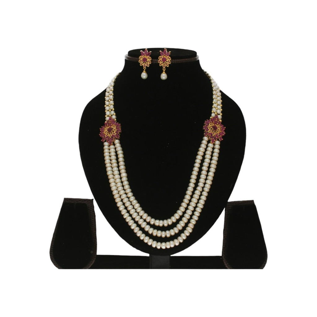 J Pearls Fani 3 Lines Pearl Necklace | Grocsy