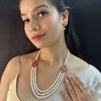 J Pearls Fani 3 Lines Pearl Necklace | Grocsy