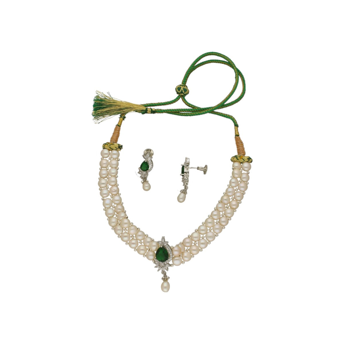 J Pearls Dual Line White Pearl Choker | Grocsy