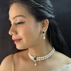 J Pearls Dual Line White Pearl Choker | Grocsy