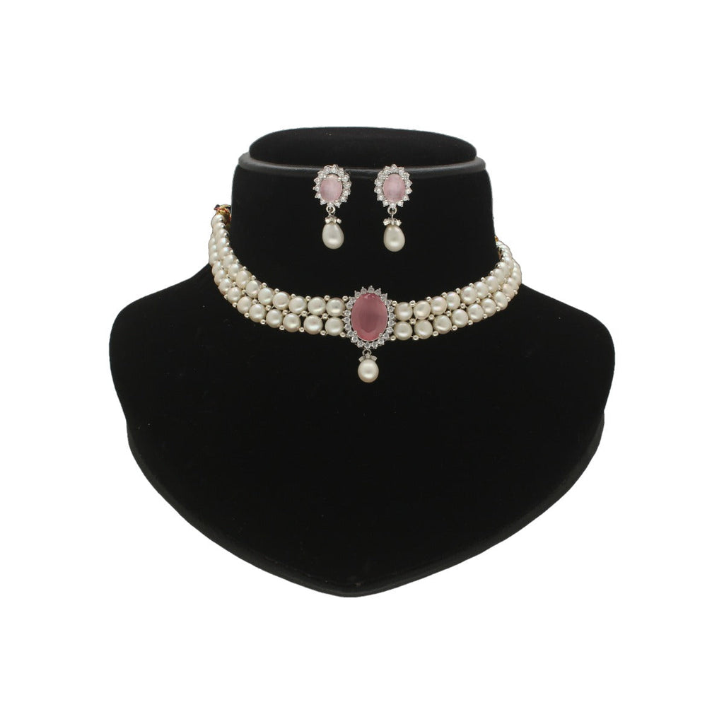 J Pearls Designer 2 Lines White Pearl Choker | Grocsy