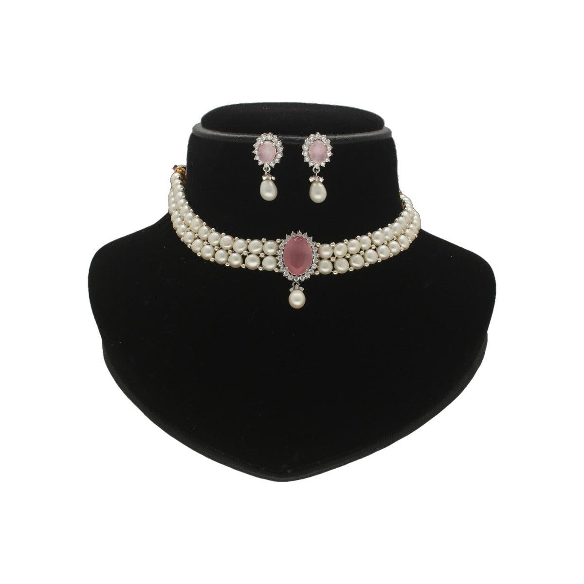 J Pearls Designer 2 Lines White Pearl Choker | Grocsy