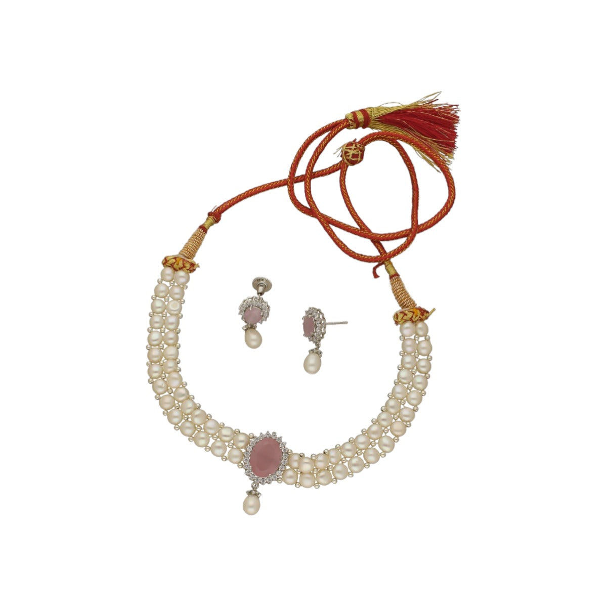 J Pearls Designer 2 Lines White Pearl Choker | Grocsy