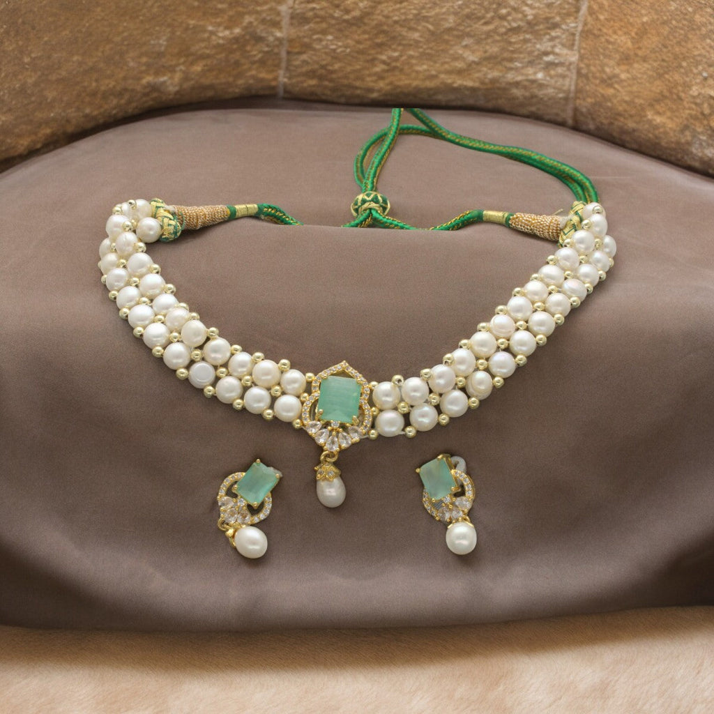 J Pearls Charming 2 String White Pearl Choker | Grocsy