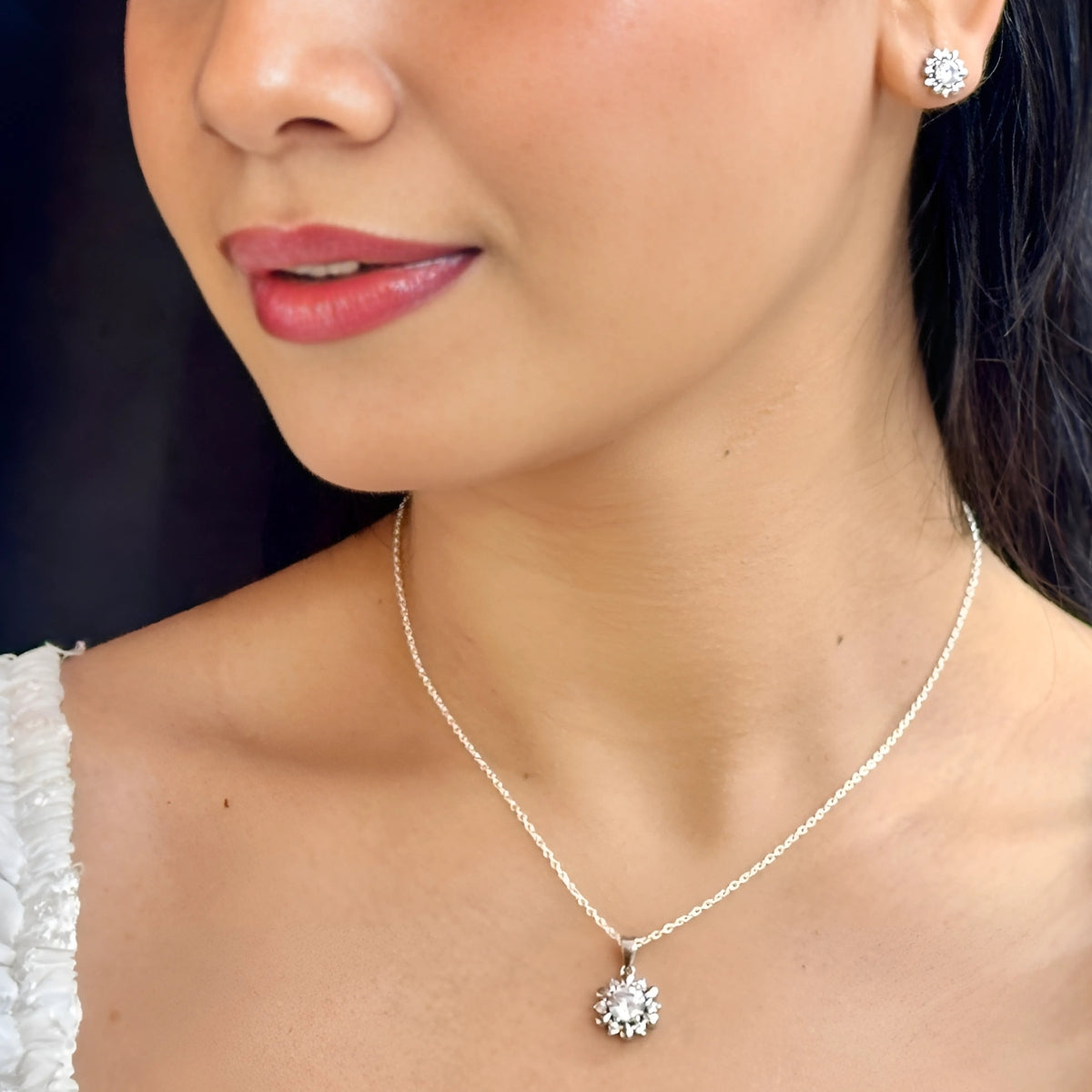 J Pearls Modern 925 Silver Pendant Set | Grocsy