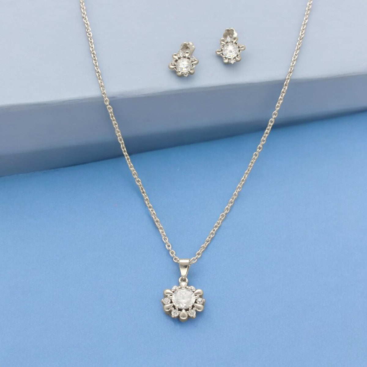 J Pearls Modern 925 Silver Pendant Set | Grocsy