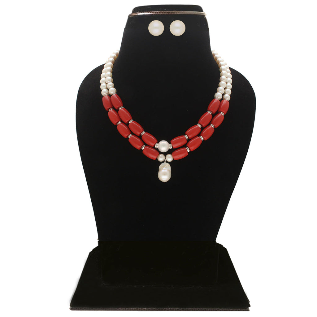 J Pearls Cherry 2 Lines Round Pearl Necklaces | Grocsy