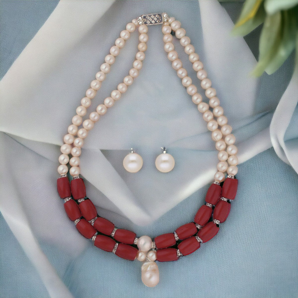 J Pearls Cherry 2 Lines Round Pearl Necklaces | Grocsy