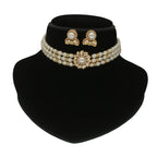 J Pearls Mahika 3 Lines Pearl Choker Set | Grocsy