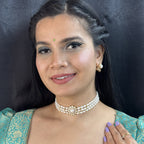 J Pearls Mahika 3 Lines Pearl Choker Set | Grocsy