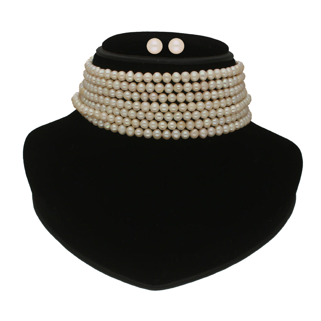 J Pearls Qiyara 7 Lines Baroque Pearl Choker Set | Grocsy