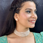 J Pearls Qiyara 7 Lines Baroque Pearl Choker Set | Grocsy