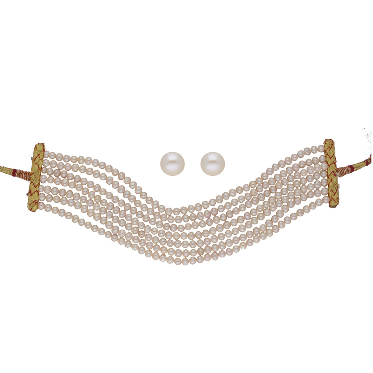 J Pearls Qiyara 7 Lines Baroque Pearl Choker Set | Grocsy