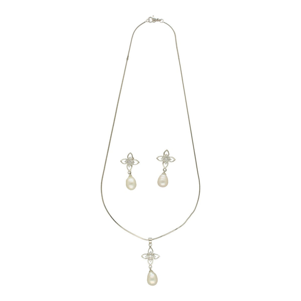 J Pearls Flora Pearl Pendant Set | Grocsy