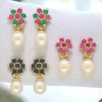 J Pearls Colourful Combo Of 3Pair Earrings