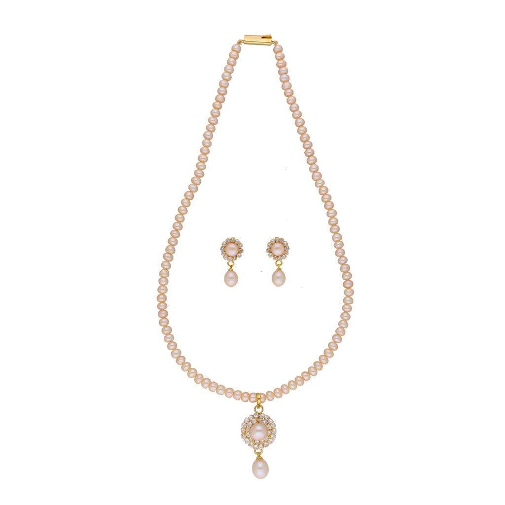 J Pearls Qushi 1 Line Button Pearl Set - Real Pearl Jewelry