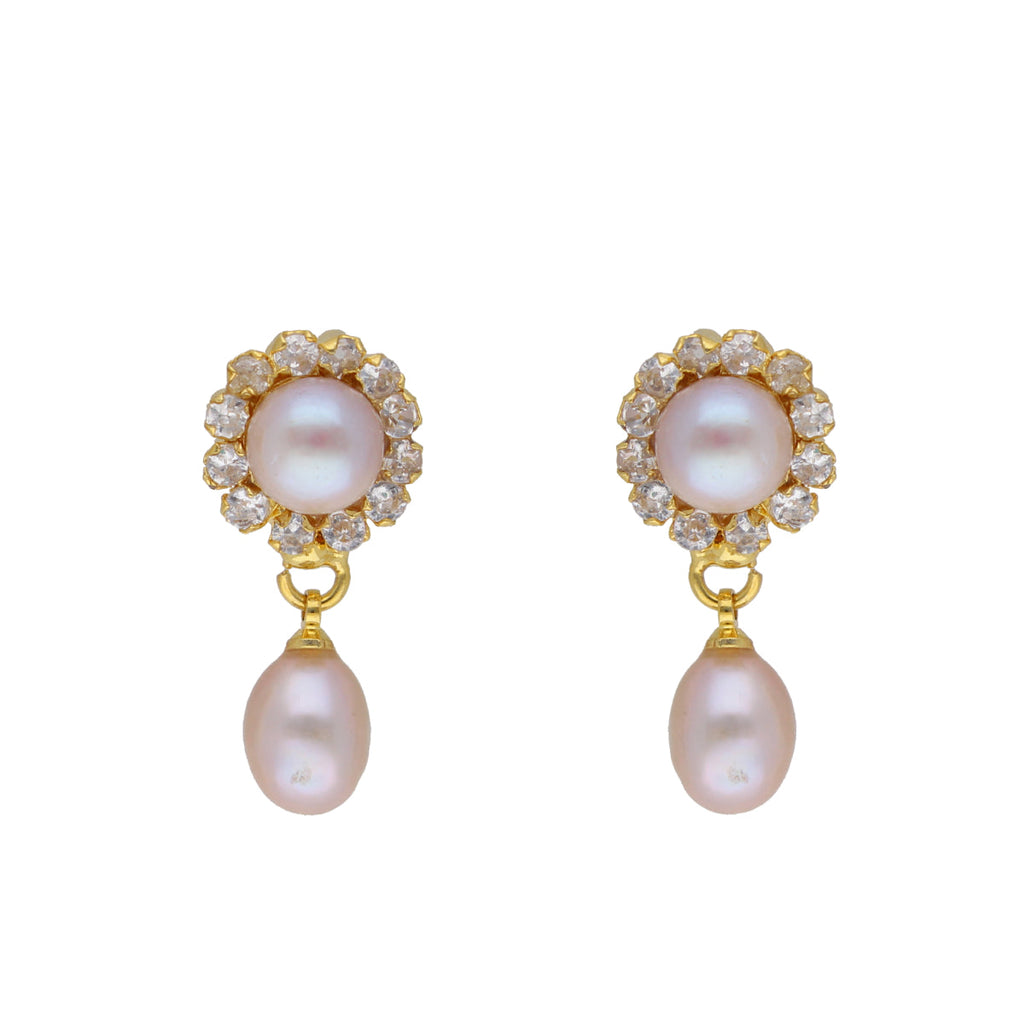 J Pearls Siddhi 2 Lines Button Pearl Set - Real Pearl Jewelry