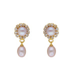 J Pearls Siddhi 2 Lines Button Pearl Set - Real Pearl Jewelry