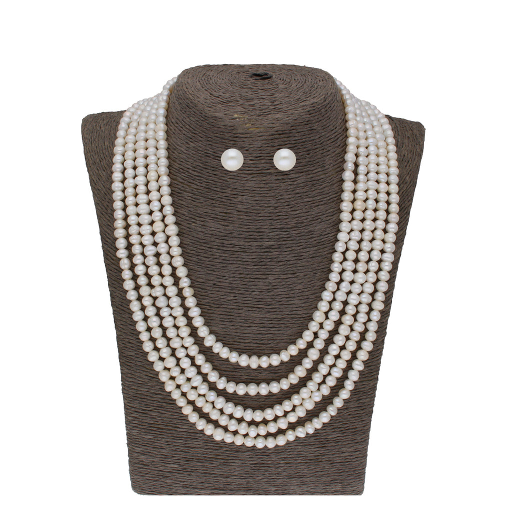 J Pearls Zara 5 Lines Pearl Necklaces - Real Pearl Jewelry | Grocsy
