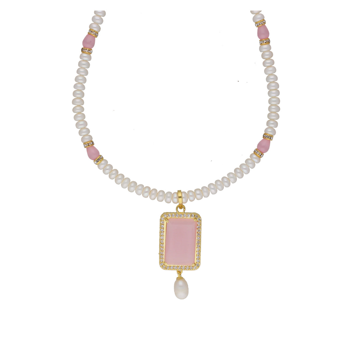 J Pearls Anahita 1 Line Square Pearl Set - Real Pearl Jewelry | Grocsy