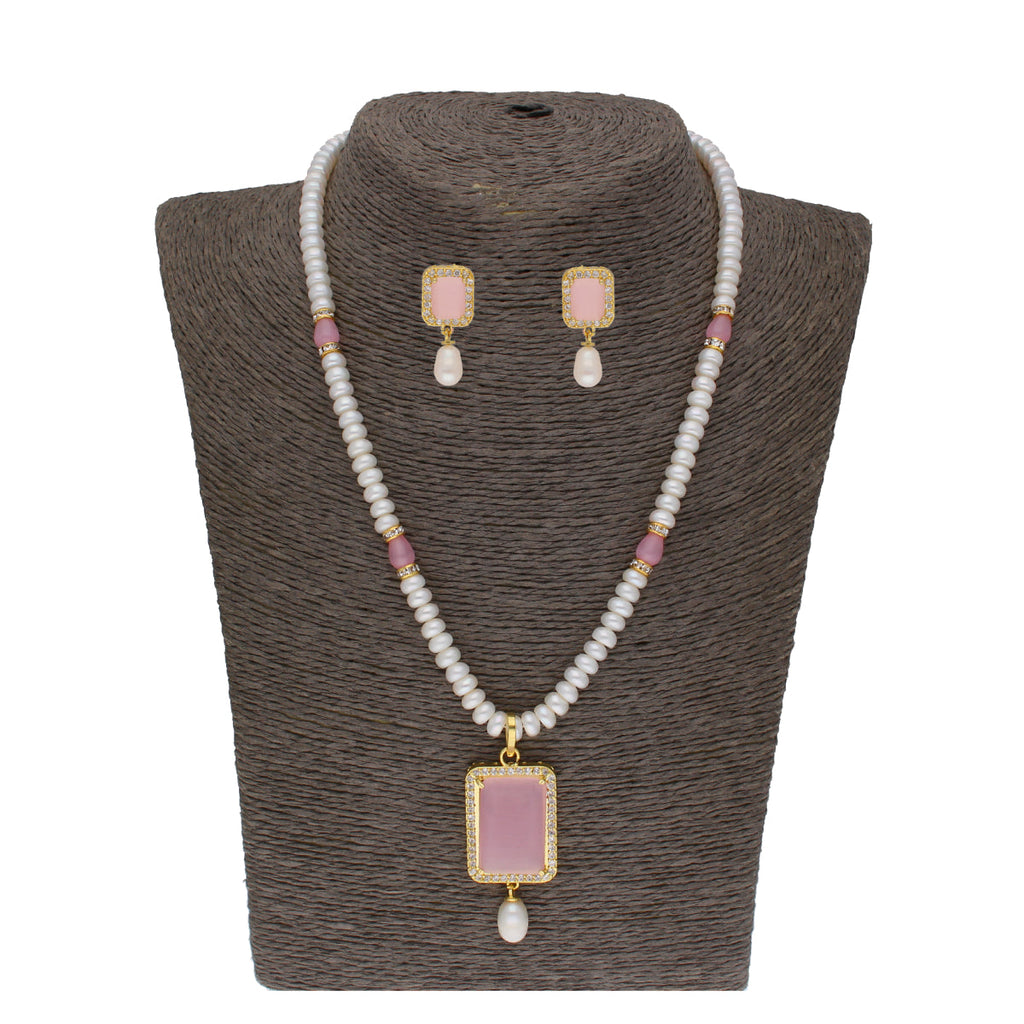 J Pearls Anahita 1 Line Square Pearl Set - Real Pearl Jewelry | Grocsy