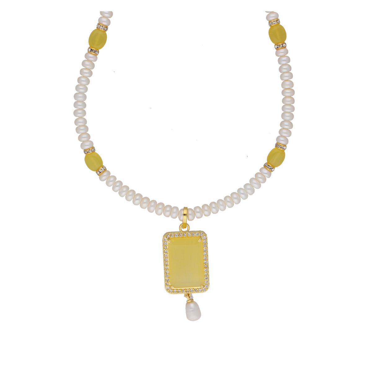 J Pearls Daksina 1 Line Square Pearl Set - Real Pearl Jewelry | Grocsy